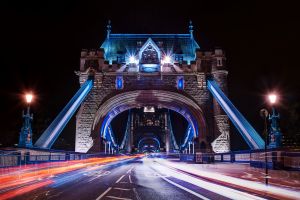 Tower bridge in London at night