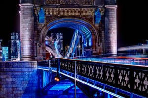 Tower bridge in London at night